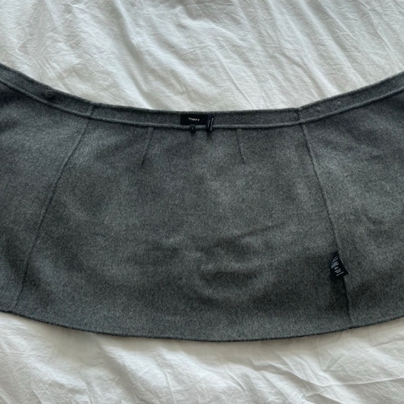 Theory Plaid Wool Cashmere Skirt Grey Mini Size XS 24" Waist - Picture 5 of 5
